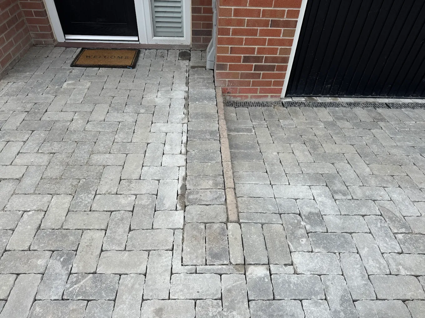 Paving and groundwork installation in progress